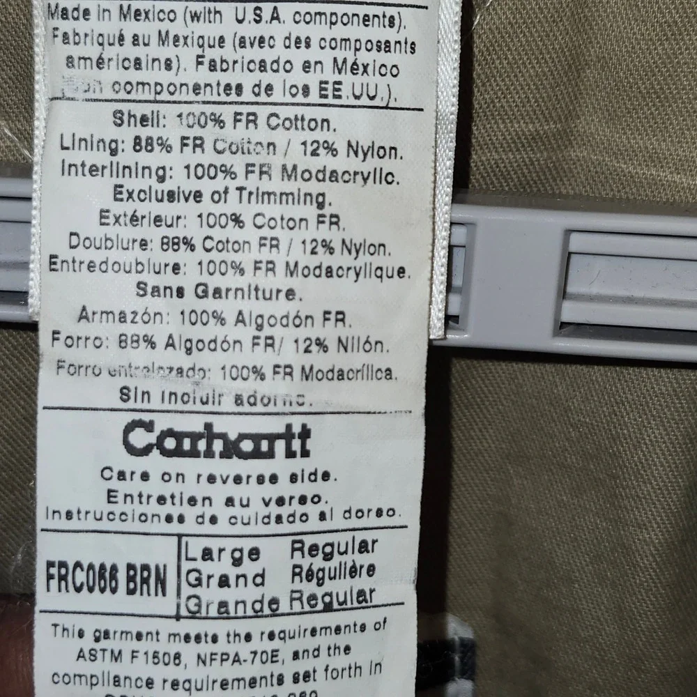 Carhartt FR Flame Resistant Duck Traditional Coat Brown FRC066 BRN Mens Large